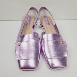 Franco Sarto Pastel Teagan Squaretoe Slingback Flats Metallic Lilac Size 11 NWT